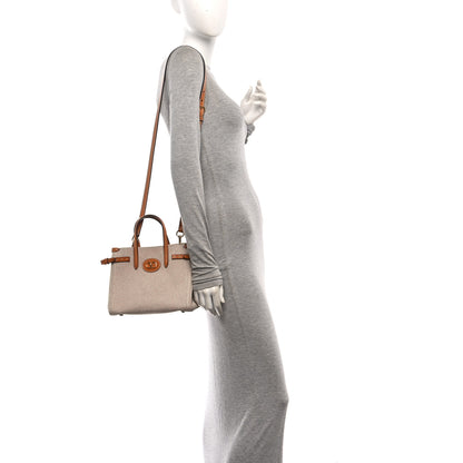 Valentino Garavani Cotton Canvas Calfskin Vlogo Small Antibes Tote Naturale Tobacco 2 of 9