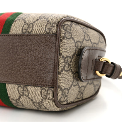 Gucci GG Supreme Monogram Textured Dollar Calfskin Web Super Mini Ophidia Top Handle Bowler Bag Beige Ebony New Acero 9 of 9