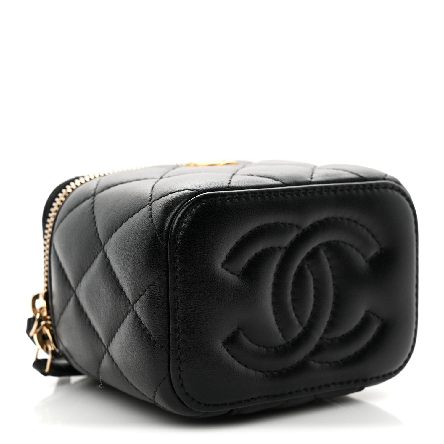 Chanel Lambskin Quilted Mini Pearl Crush Vanity Case With Chain Black 4 of 11
