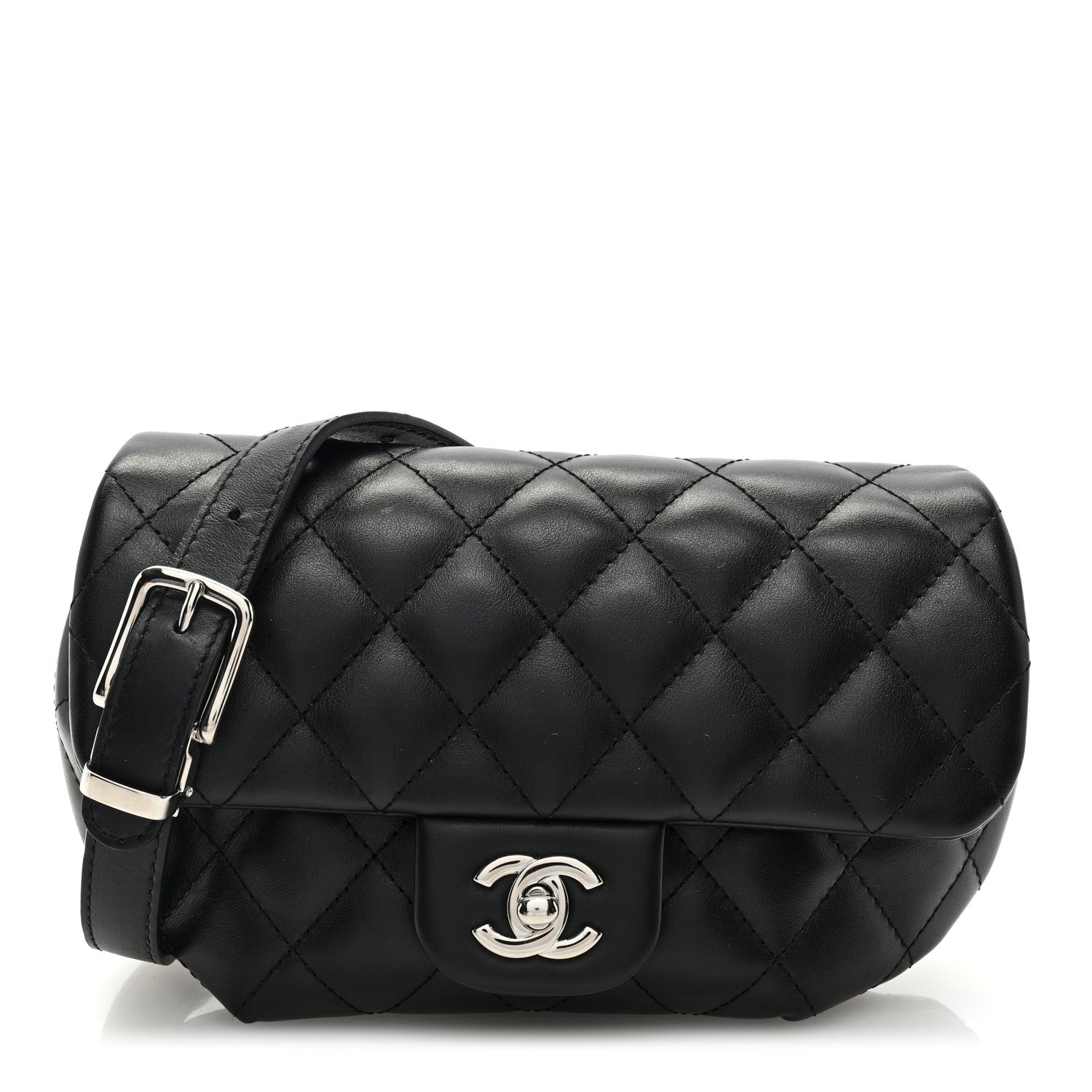Chanel Calfskin Quilted CC Uniform Flap Belt Bag Black 1 of 10