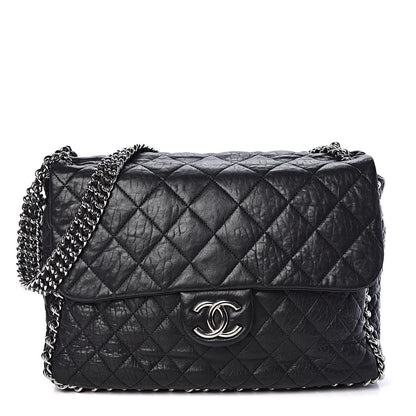 Chanel Washed Lambskin Quilted Maxi Chain Around Flap Black 1 of 9