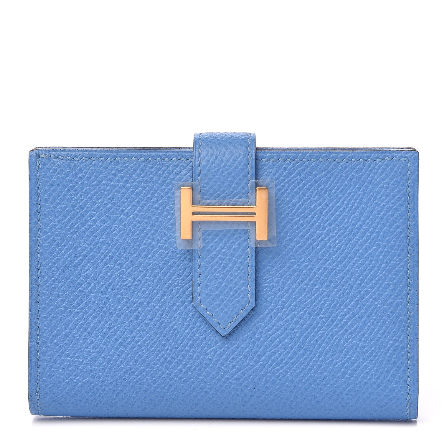 Hermes Epsom Bearn Card Holder Wallet Bleu Paradis 1 of 8
