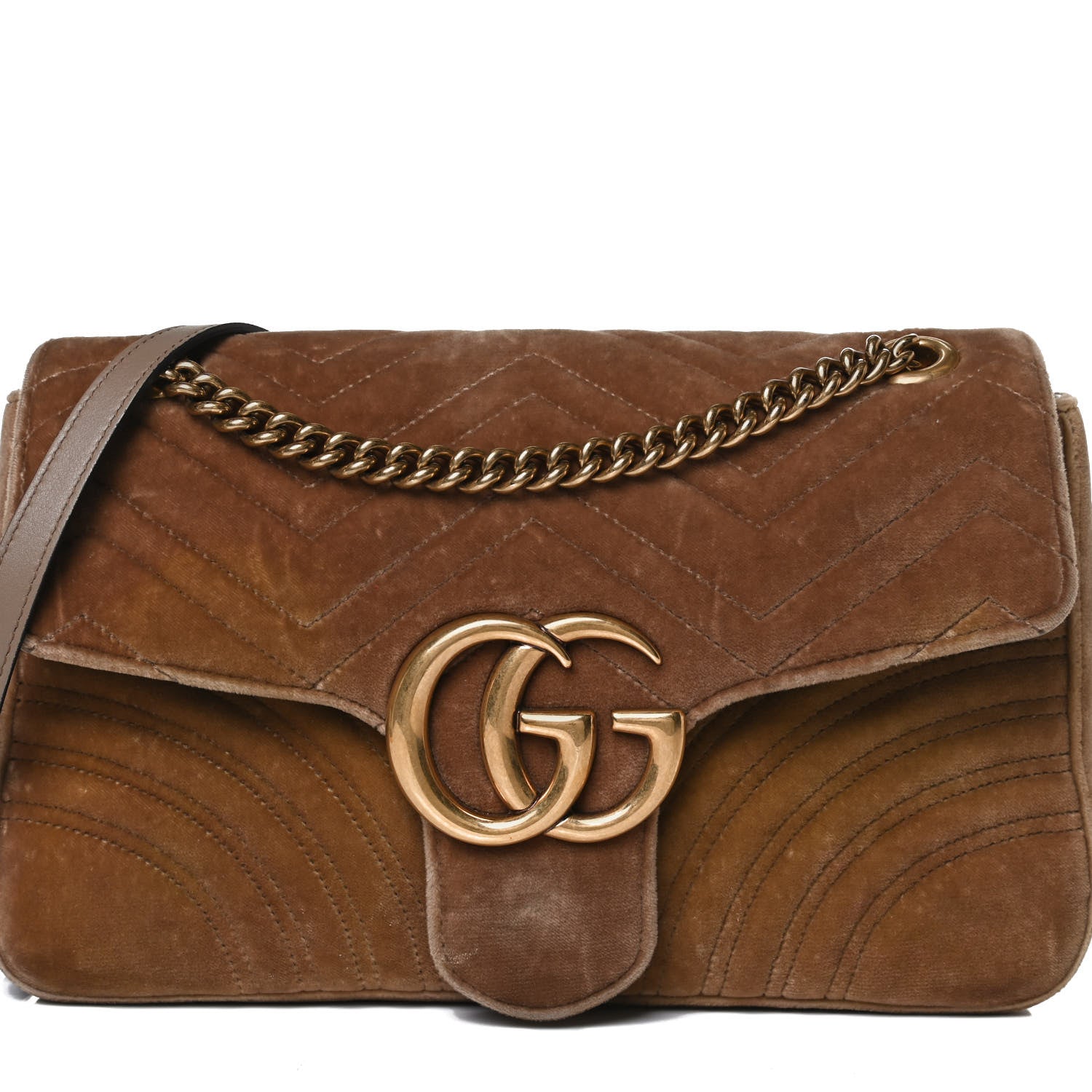 Gucci Velvet Matelasse Medium GG Marmont Shoulder Bag Taupe 9 of 18