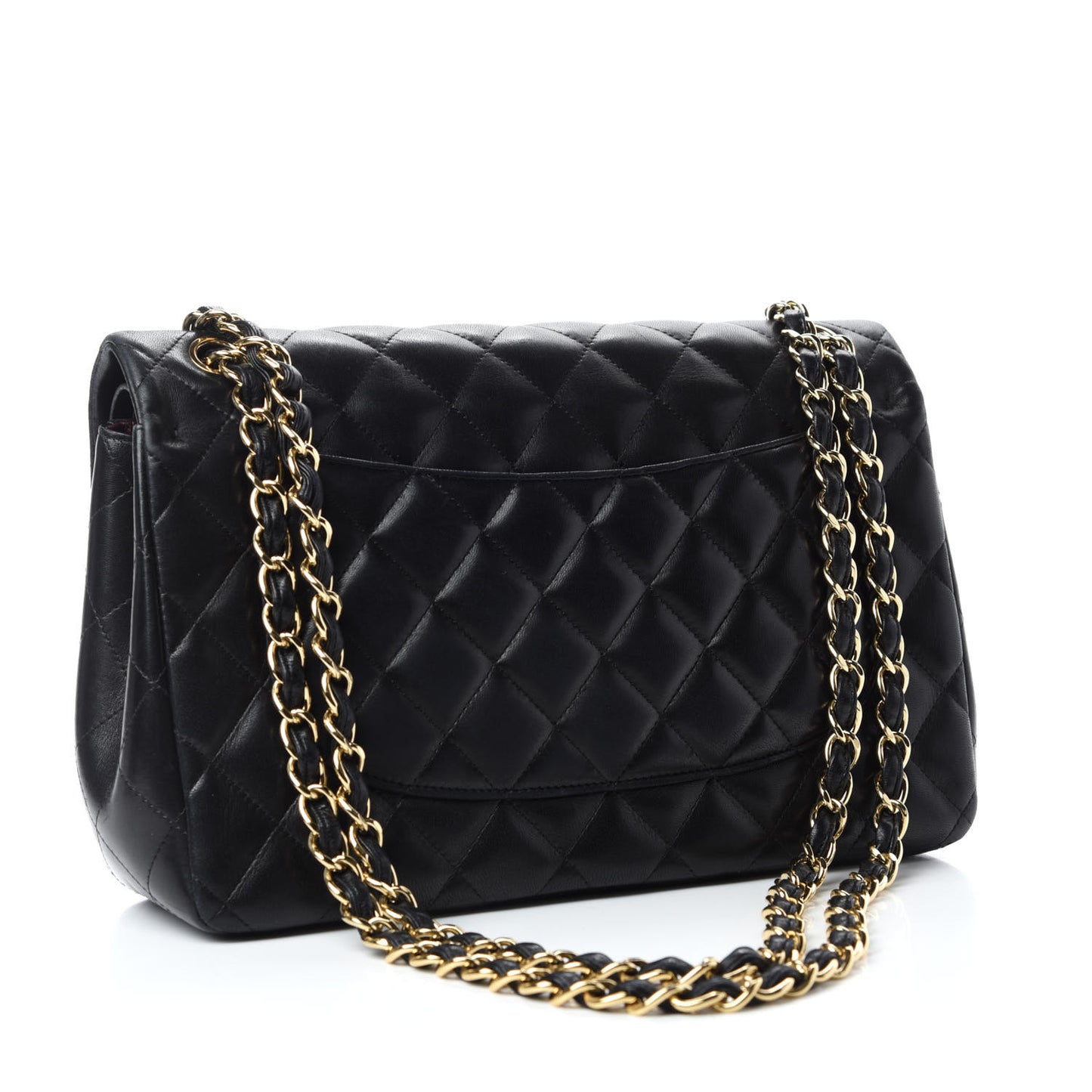 Lambskin Quilted Jumbo Double Flap Black