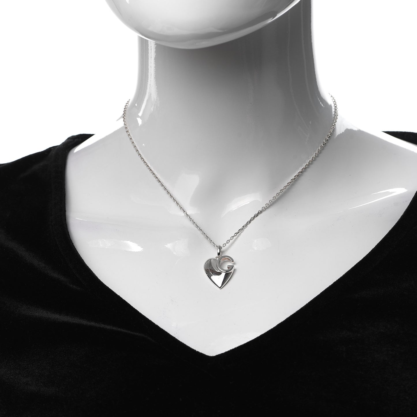 Sterling Silver Charlotte Cutout G Heart Pendant Necklace