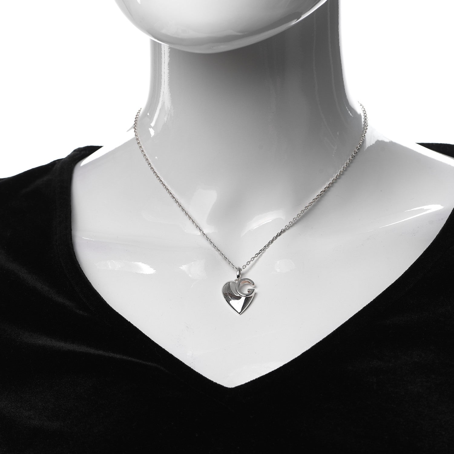 Gucci Sterling Silver Charlotte Cutout G Heart Pendant Necklace 2 of 6