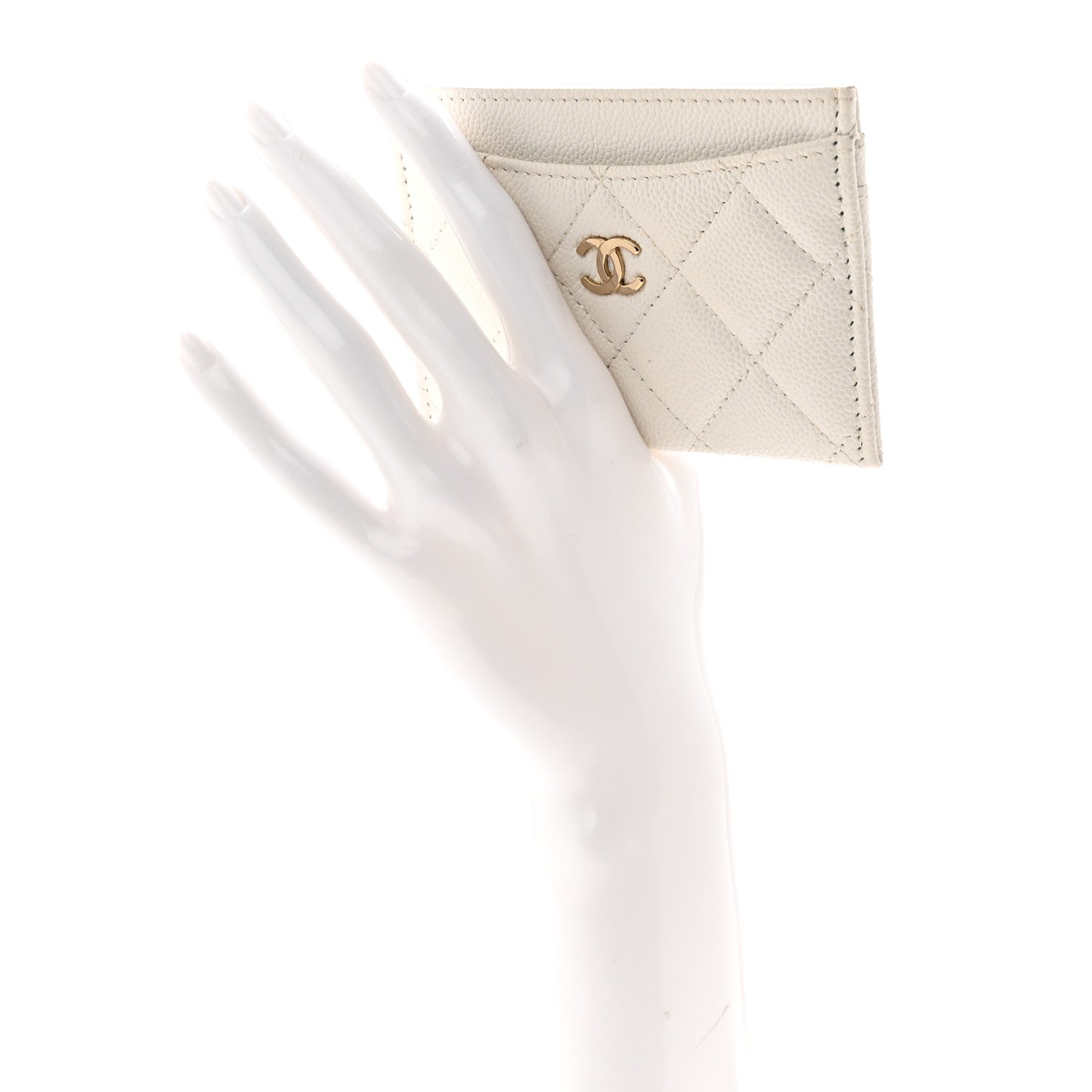 Chanel Caviar Quilted Card Holder White White 2 of 9