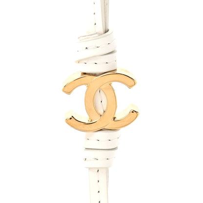 Chanel Metallic Lambskin Pom Pom Bag Charm White Silver 3 of 4