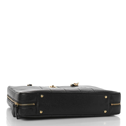 Chanel Caviar Chocolate Bar Quilted Laptop Briefcase Bag Black 3 of 7