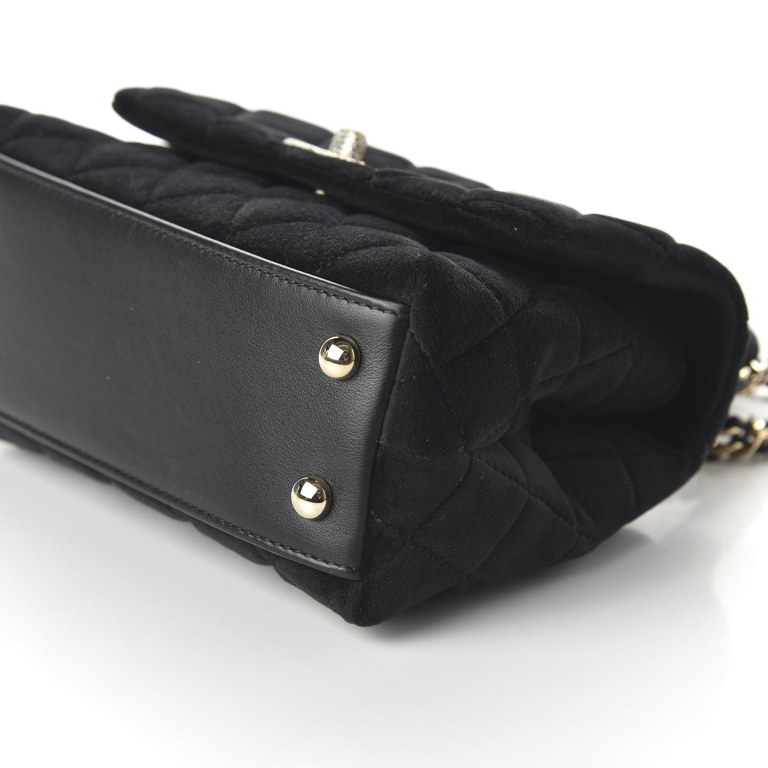 Chanel Velvet Crystal Quilted Extra Mini Coco Handle Flap Black 7 of 12