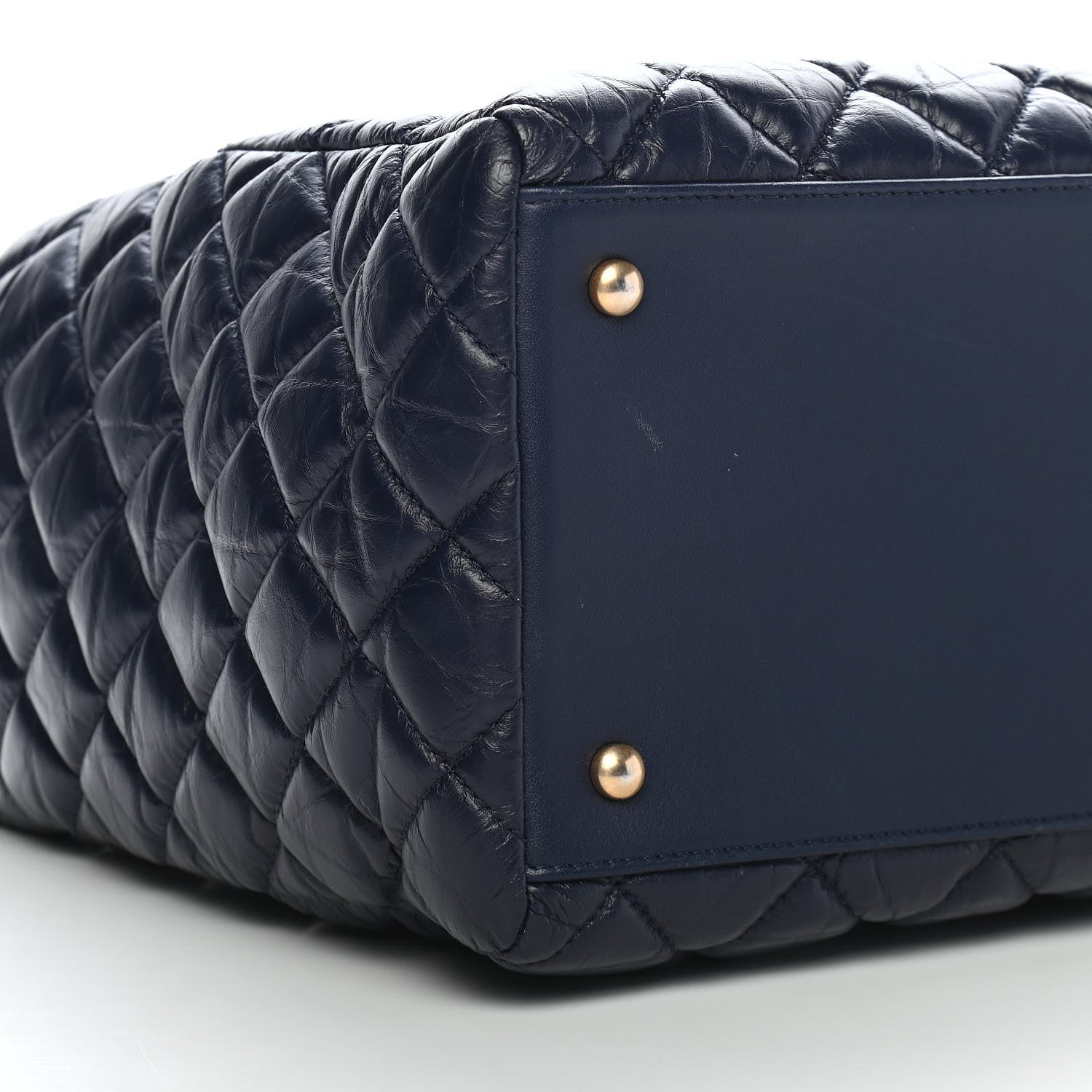 Chanel Aged Calfskin Quilted Large Coco Handle Shopping Tote Navy 7 of 8