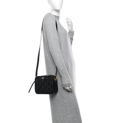 Gucci Calfskin GG Matelasse Shoulder Bag Black Natural 2 of 12