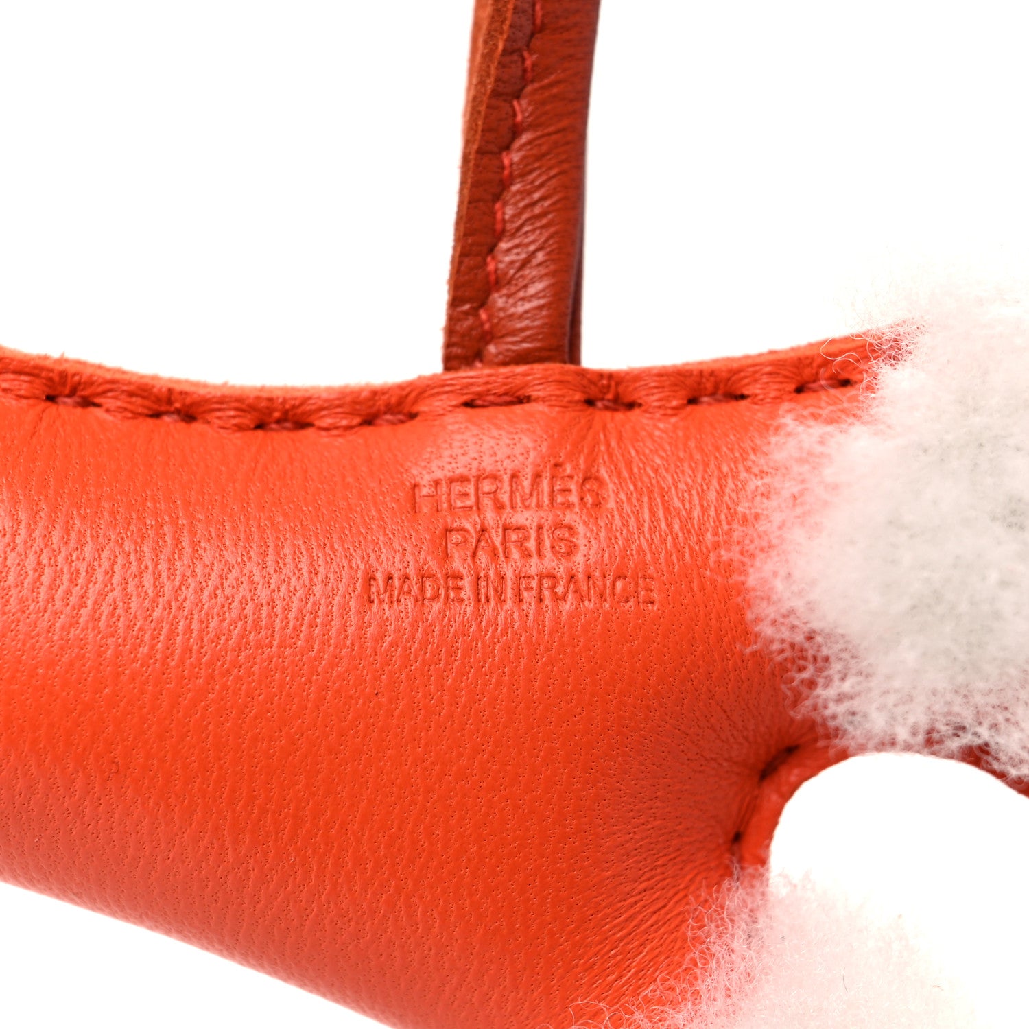 Hermes Milo Lambskin Shearling Budy Charm Orange Poppy 3 of 4