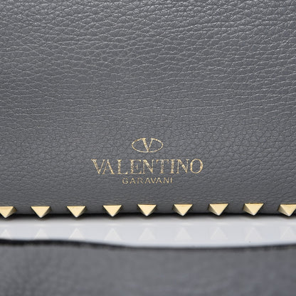 Valentino Garavani Pebbled Calfskin Large Rockstud Flip-Lock Messenger Bag Grey 7 of 14