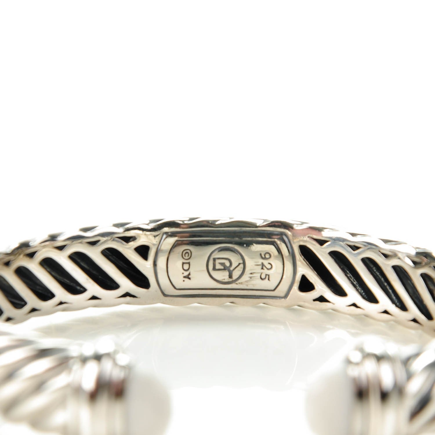 David Yurman Sterling Silver White Agate 10mm Waverly Bracelet 3 of 6