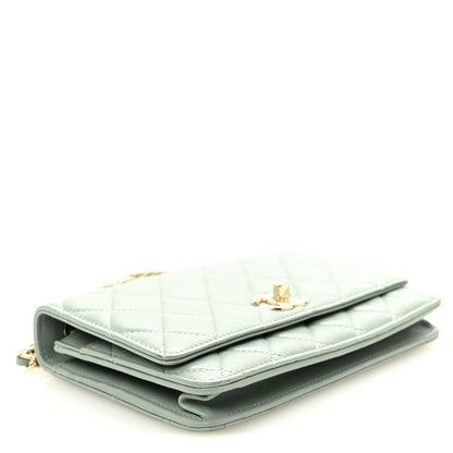Chanel Lambskin Quilted Trendy CC Wallet On Chain WOC Grey 4 of 11