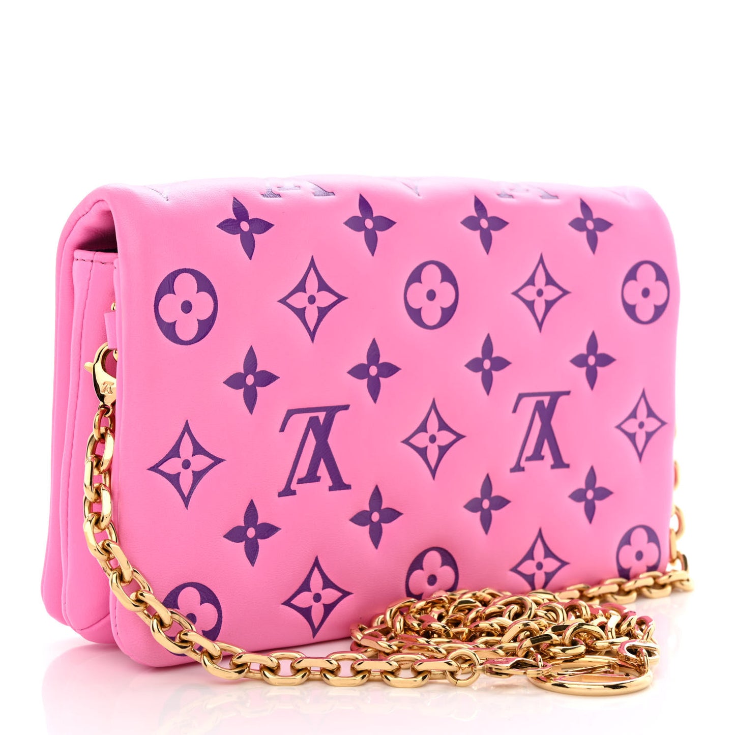Lambskin Embossed Monogram Vuittamins Pochette Coussin Rose Violet