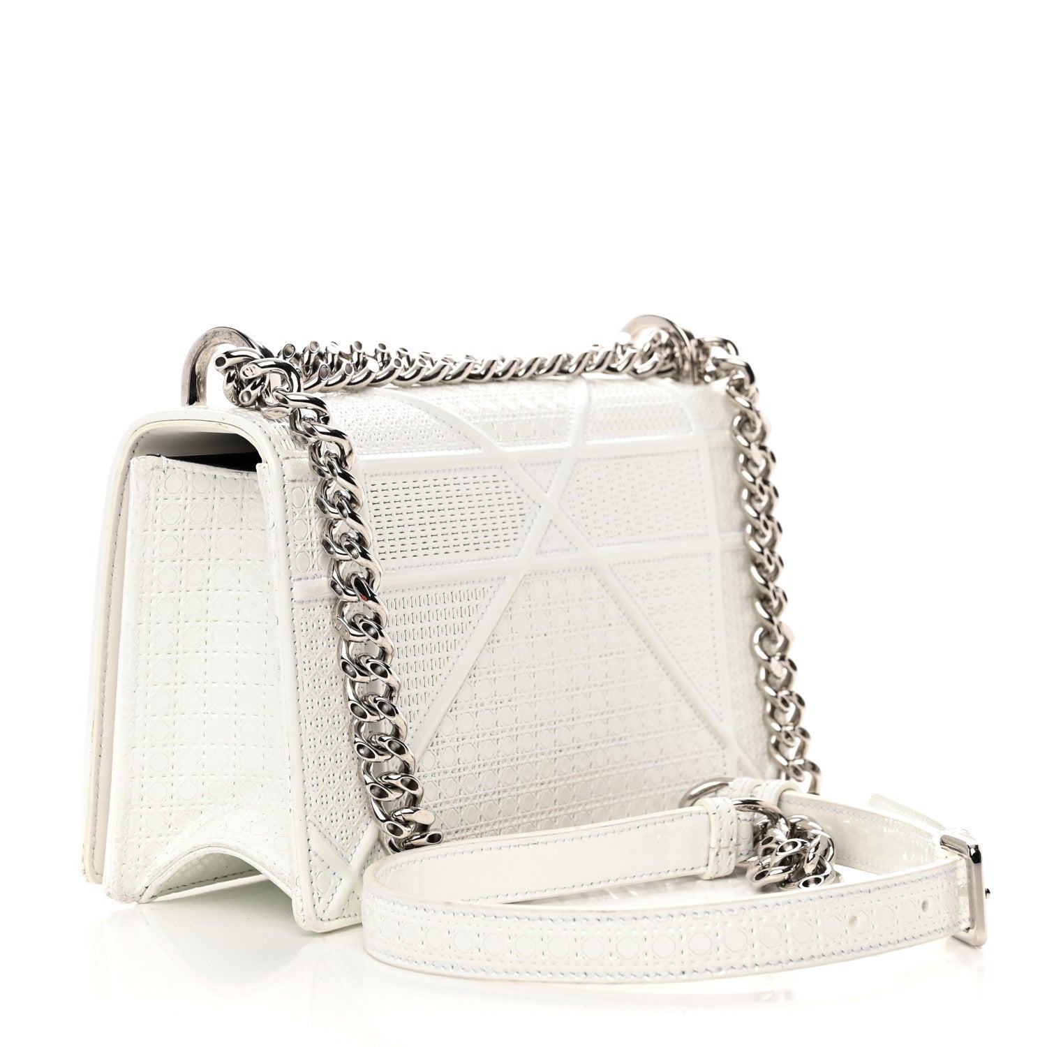 Christian Dior Patent Micro-Cannage Small Diorama Flap Bag White 3 of 18