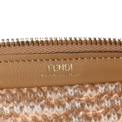 Fendi Fabric Calfskin FF Woven Large Flat Pouch Cammello 8 of 8