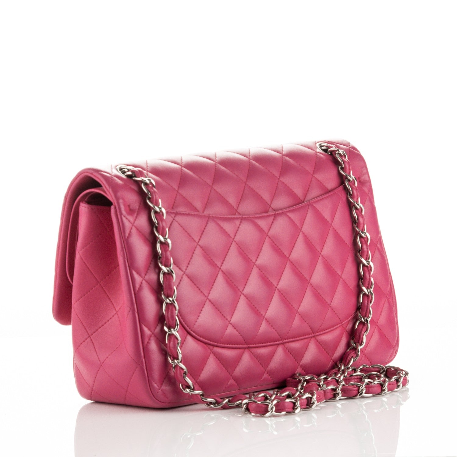 Chanel Lambskin Quilted Jumbo Double Flap Dark Pink 4 of 9