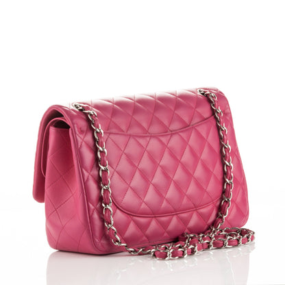 Chanel Lambskin Quilted Jumbo Double Flap Dark Pink 4 of 9