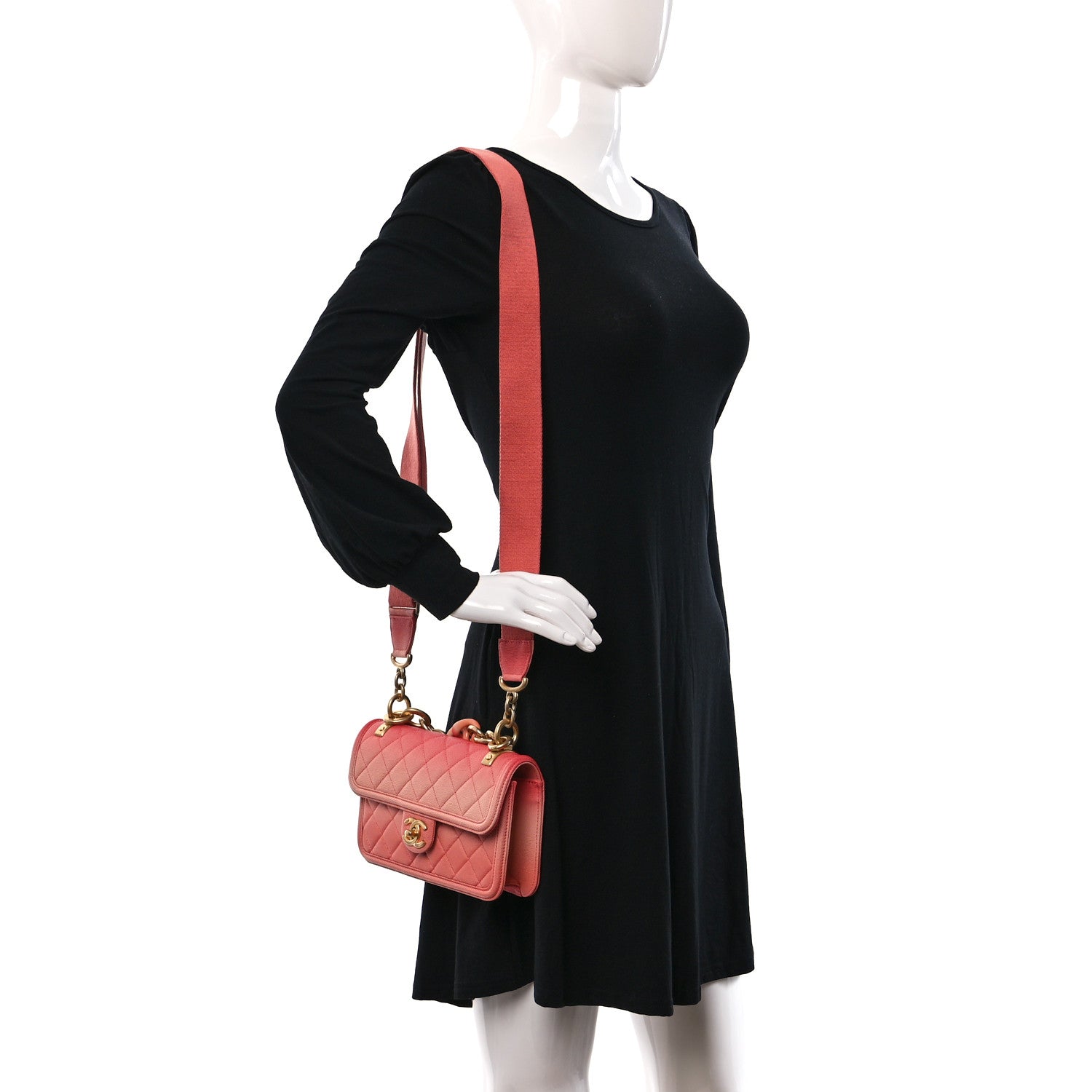 Chanel Caviar Quilted Small Sunset On The Sea Flap Coral 2 of 9