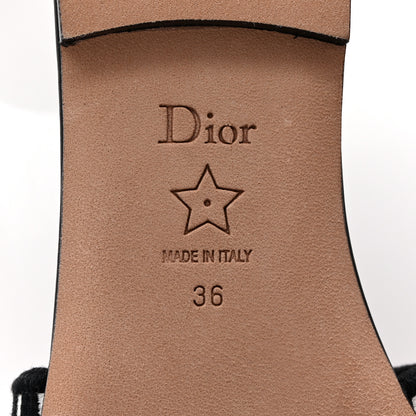 Christian Dior Cotton Embroidered Dway Mule Slides Sandals 36 Black White 7 of 9