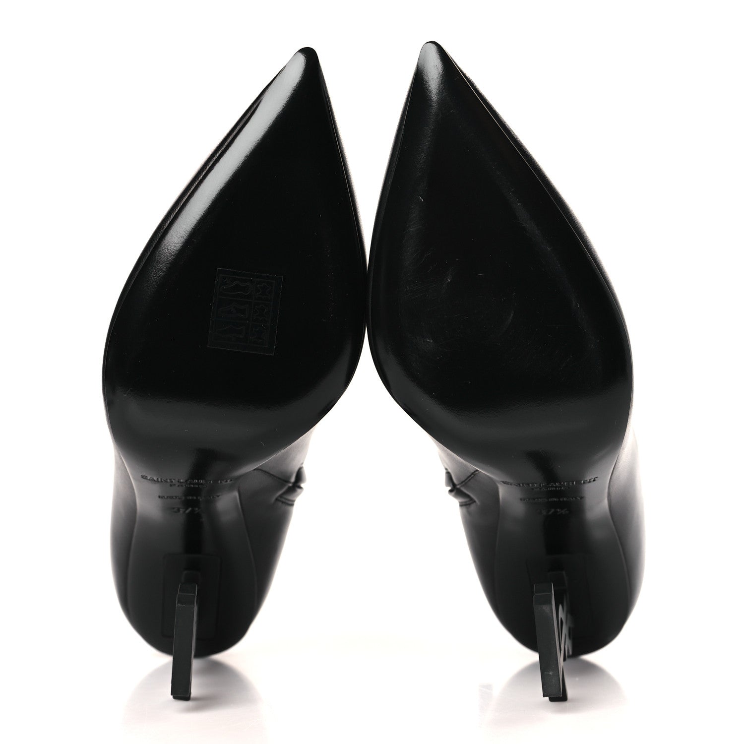 Saint Laurent Calfskin Opyum Ankle Boots 37.5 Black 6 of 9