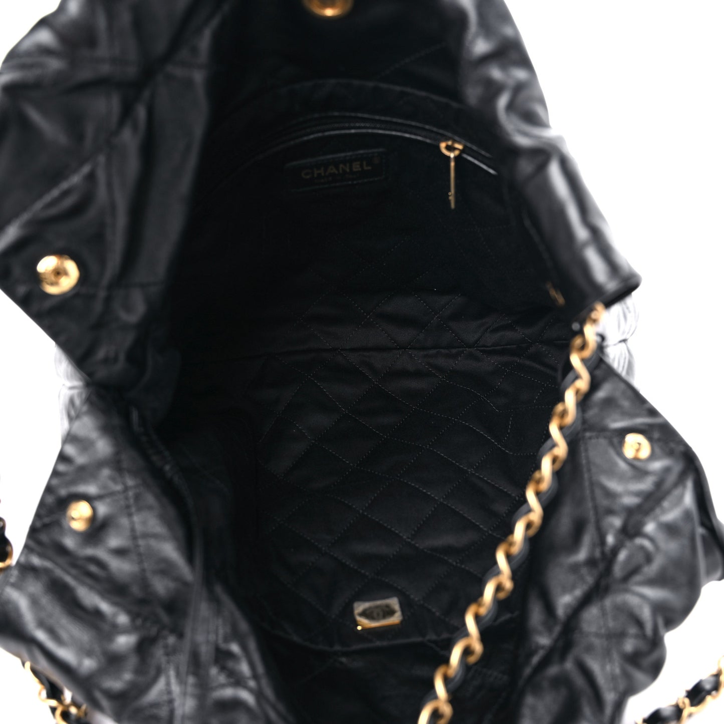 Shiny Calfskin Quilted Small Chanel 22 Black