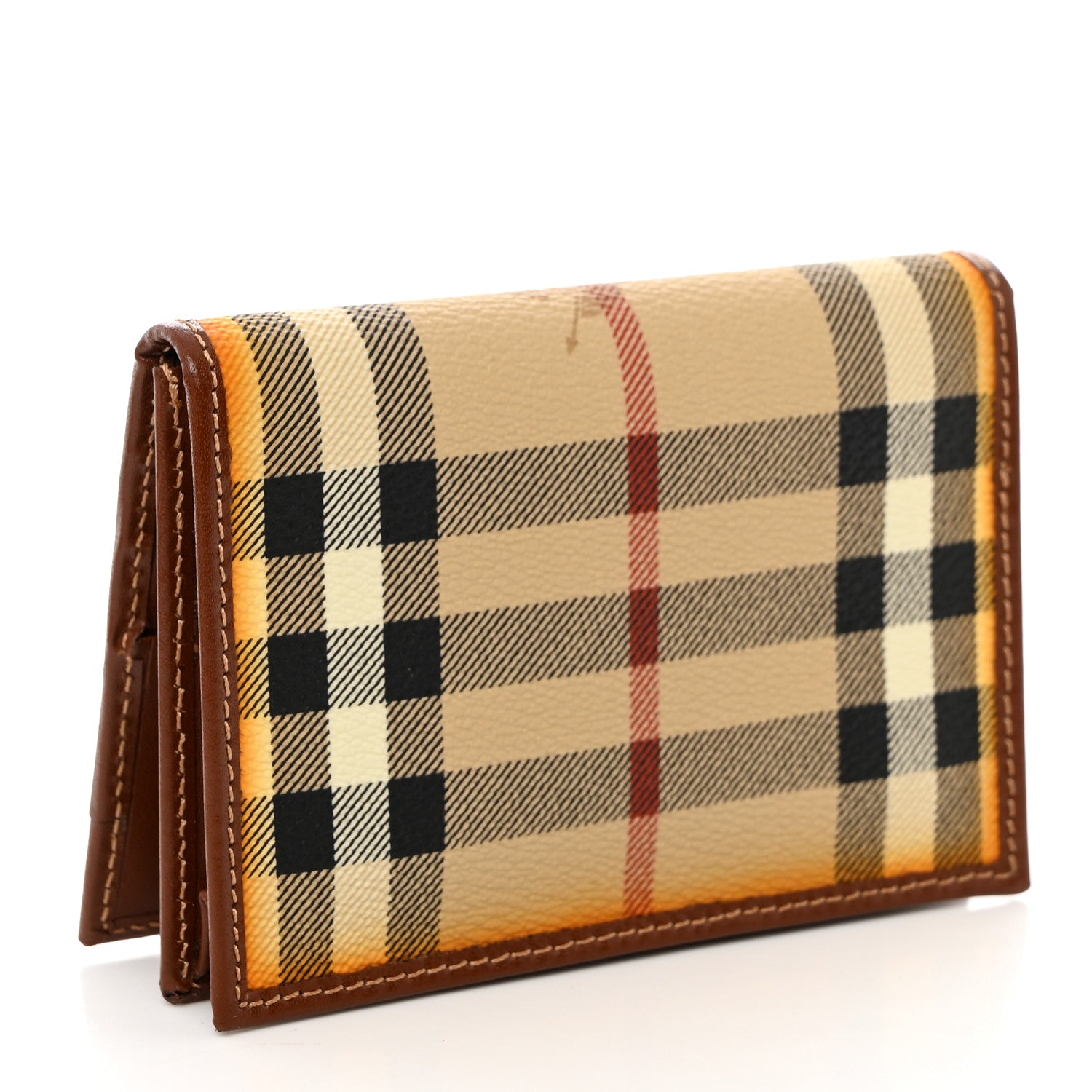Burberry Haymarket Check Calfskin Card Case Tan 4 of 9