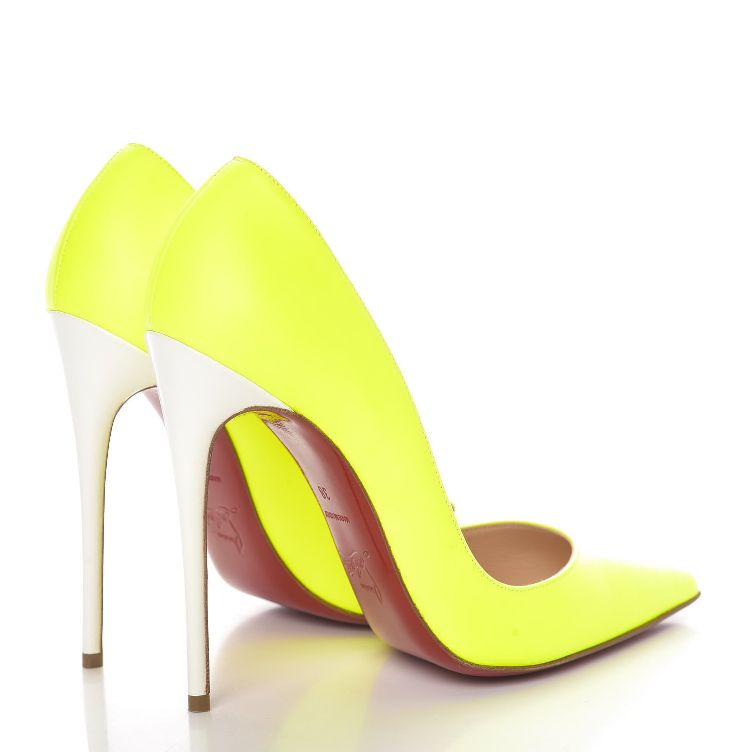Christian Louboutin Matte Calfskin Jazz Calf Fluo So Kate 120 Pumps 38 Jaune White 4 of 11
