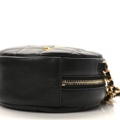 Chanel Lambskin Quilted Studded Round Clutch With Chain Black 8 of 9