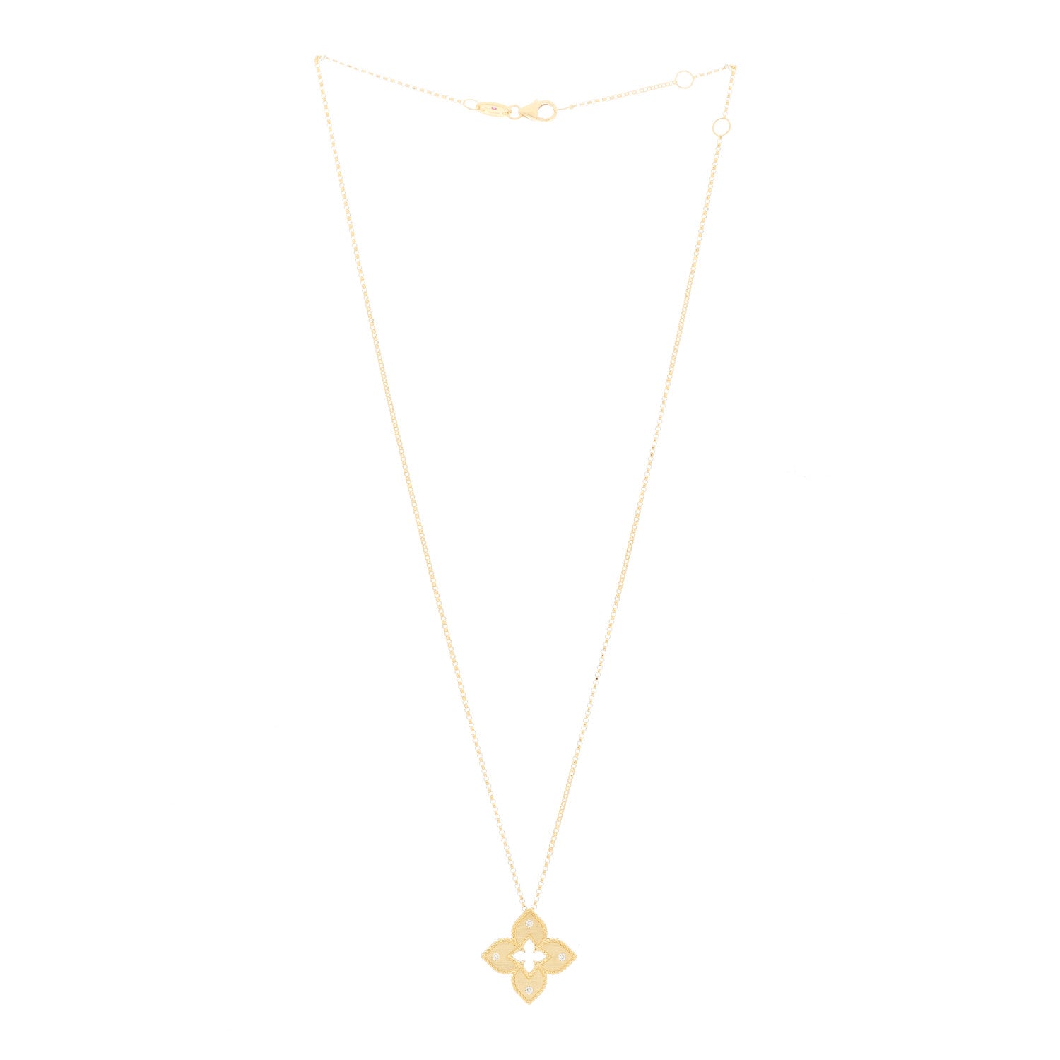 Roberto Coin 18K Yellow Gold Diamond Medium Venetian Princess Flower Pendant Necklace 3 of 5