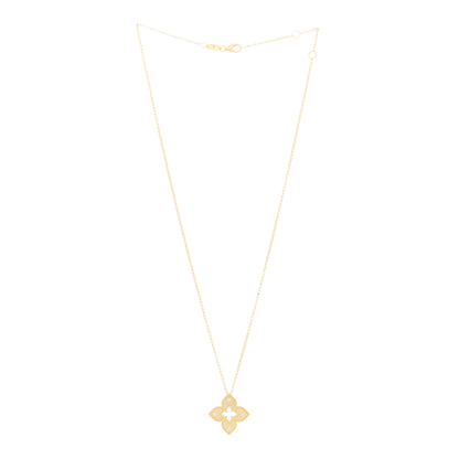 Roberto Coin 18K Yellow Gold Diamond Medium Venetian Princess Flower Pendant Necklace 3 of 5