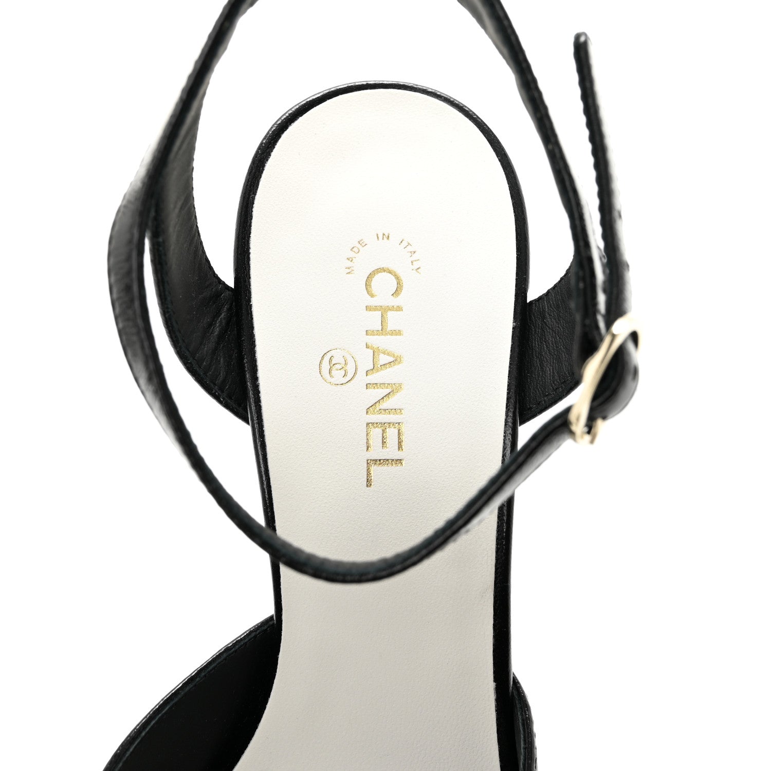 Chanel Lambskin CC Peep Toe Platform Sandals  38 Black 7 of 10