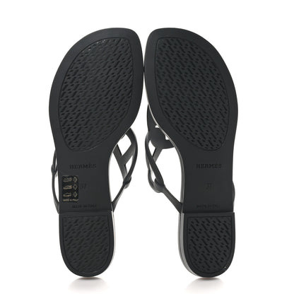 Hermes Rubber Womens Egerie Sandals 37 Black 6 of 10