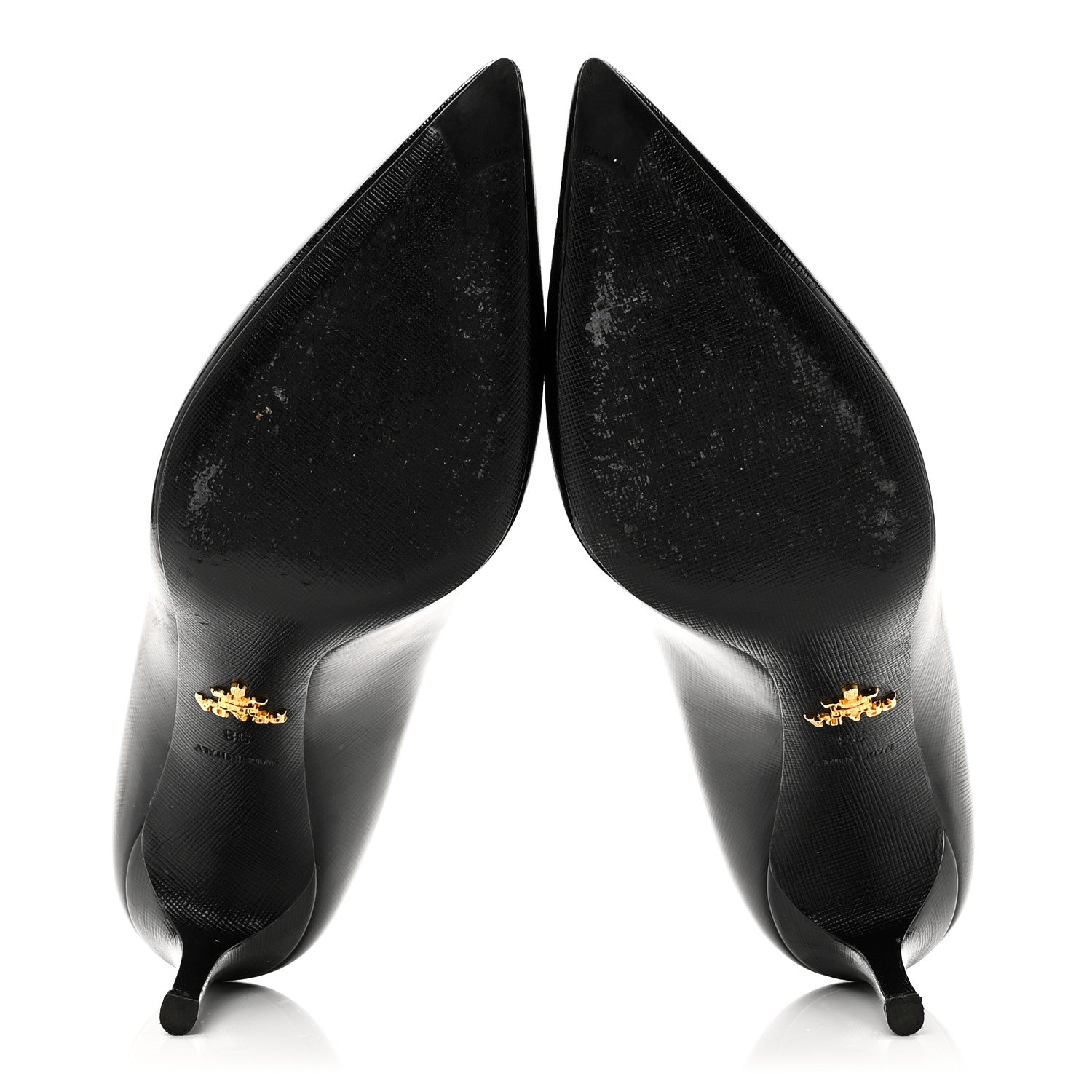 Prada Saffiano Patent Pumps 38 Black 6 of 8