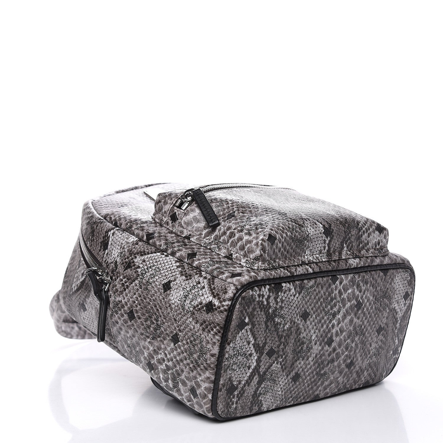 MCM Visetos Snakeskin Printed Small Stark Backpack Light Grey 4 of 9