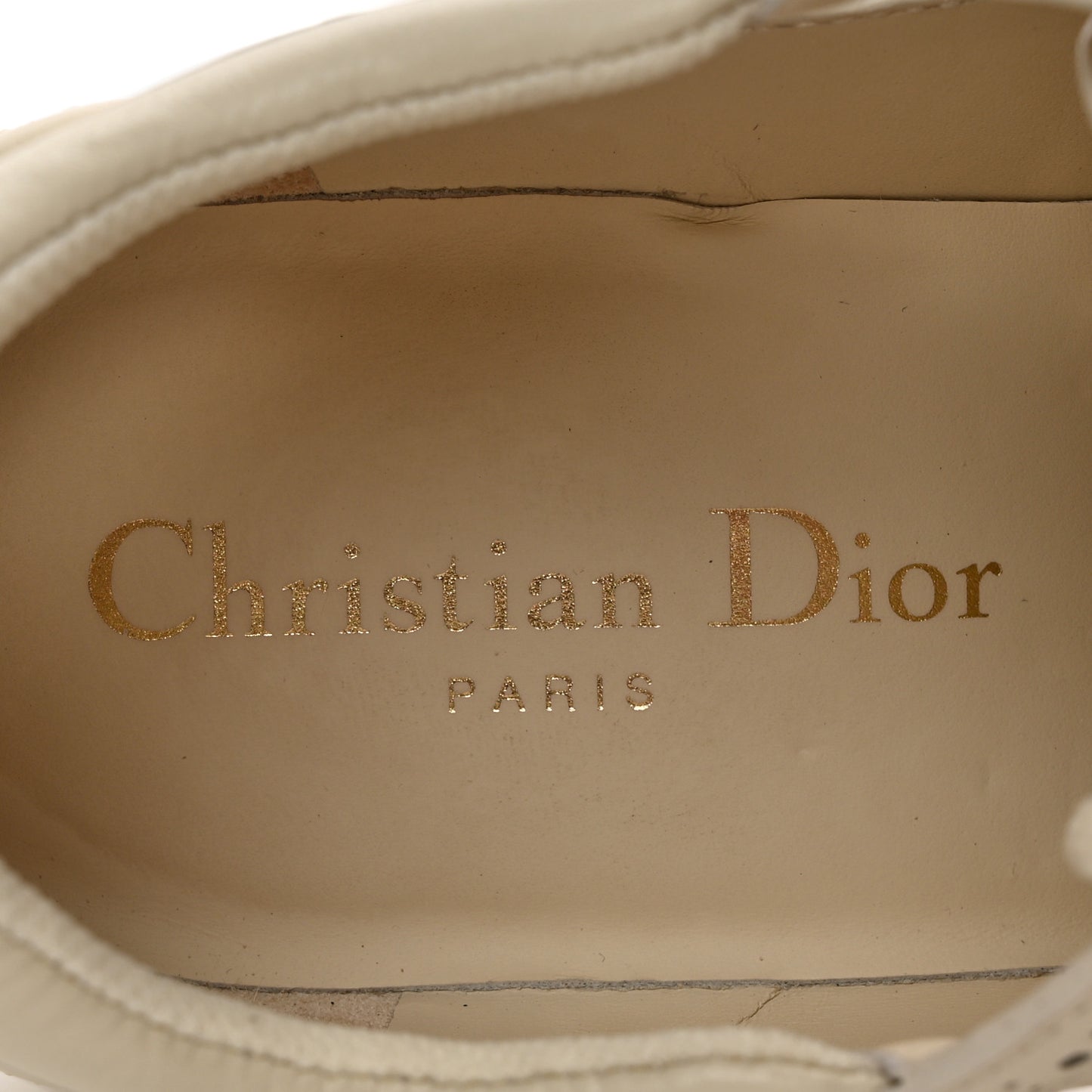 Brushed Calfskin Rubber Perforated Dioriron Derby Flat Shoes 36.5 Off White