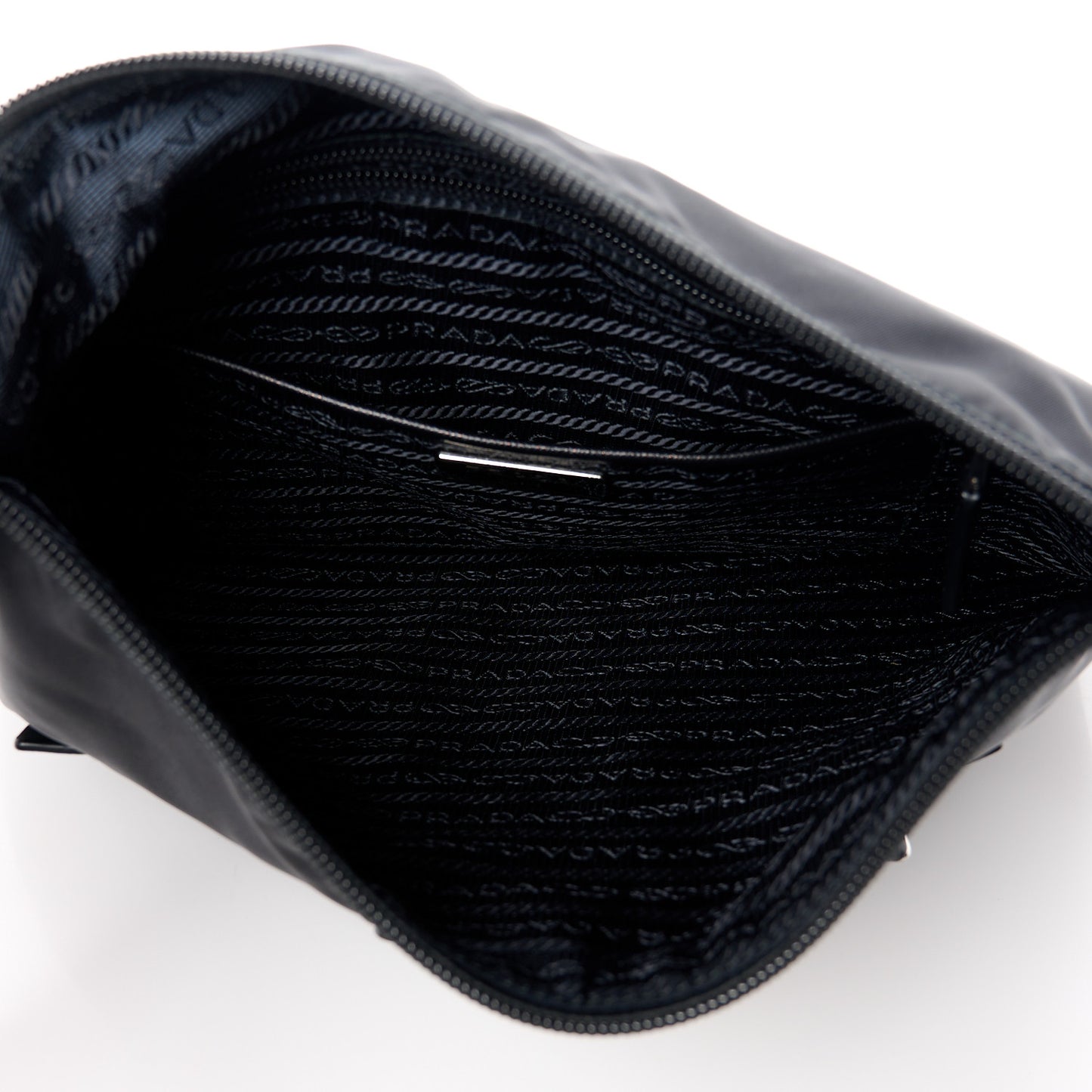 Tessuto Nylon Saffiano Flat Messenger Bag Black