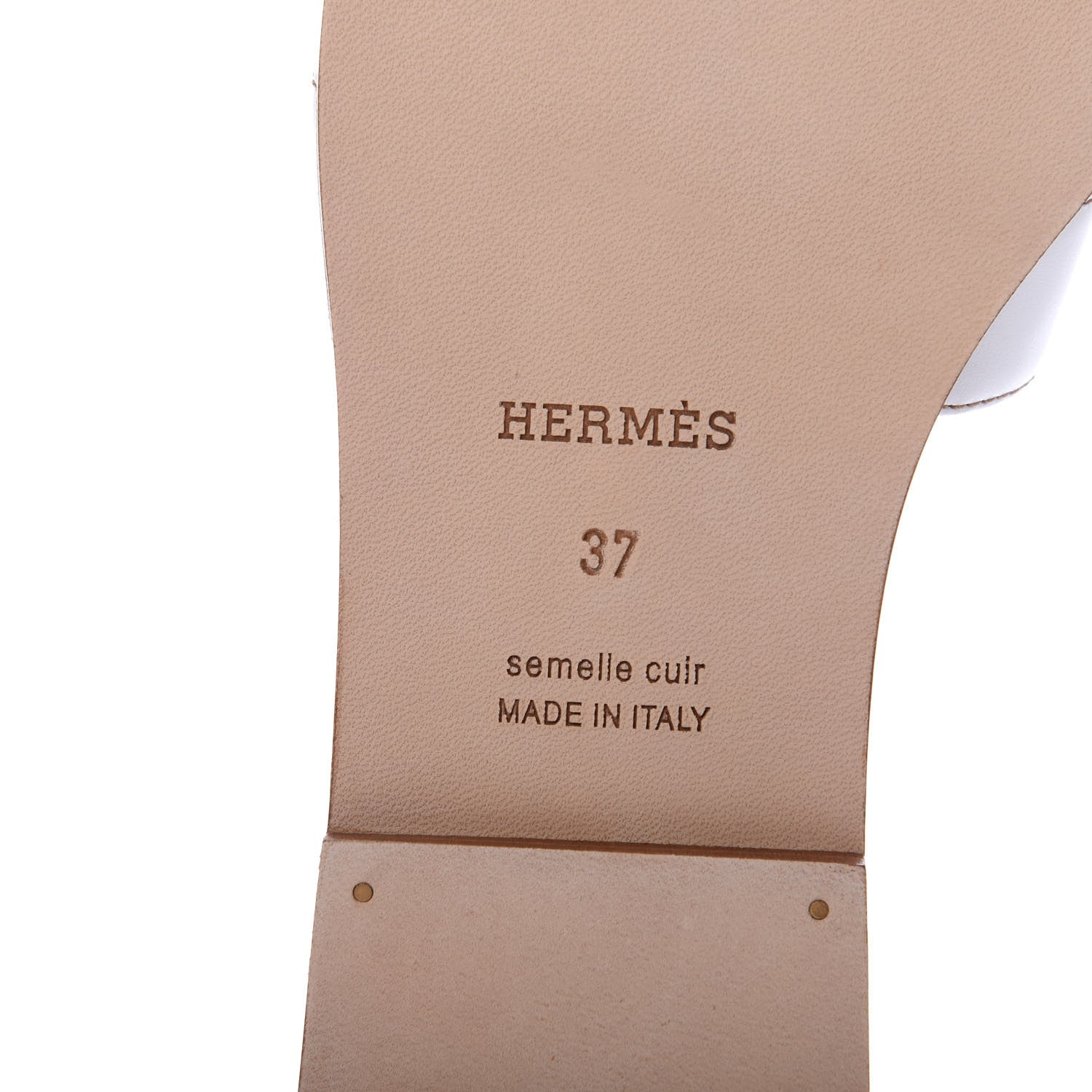 Hermes Box Calfskin Oran Sandals 37 White 8 of 10