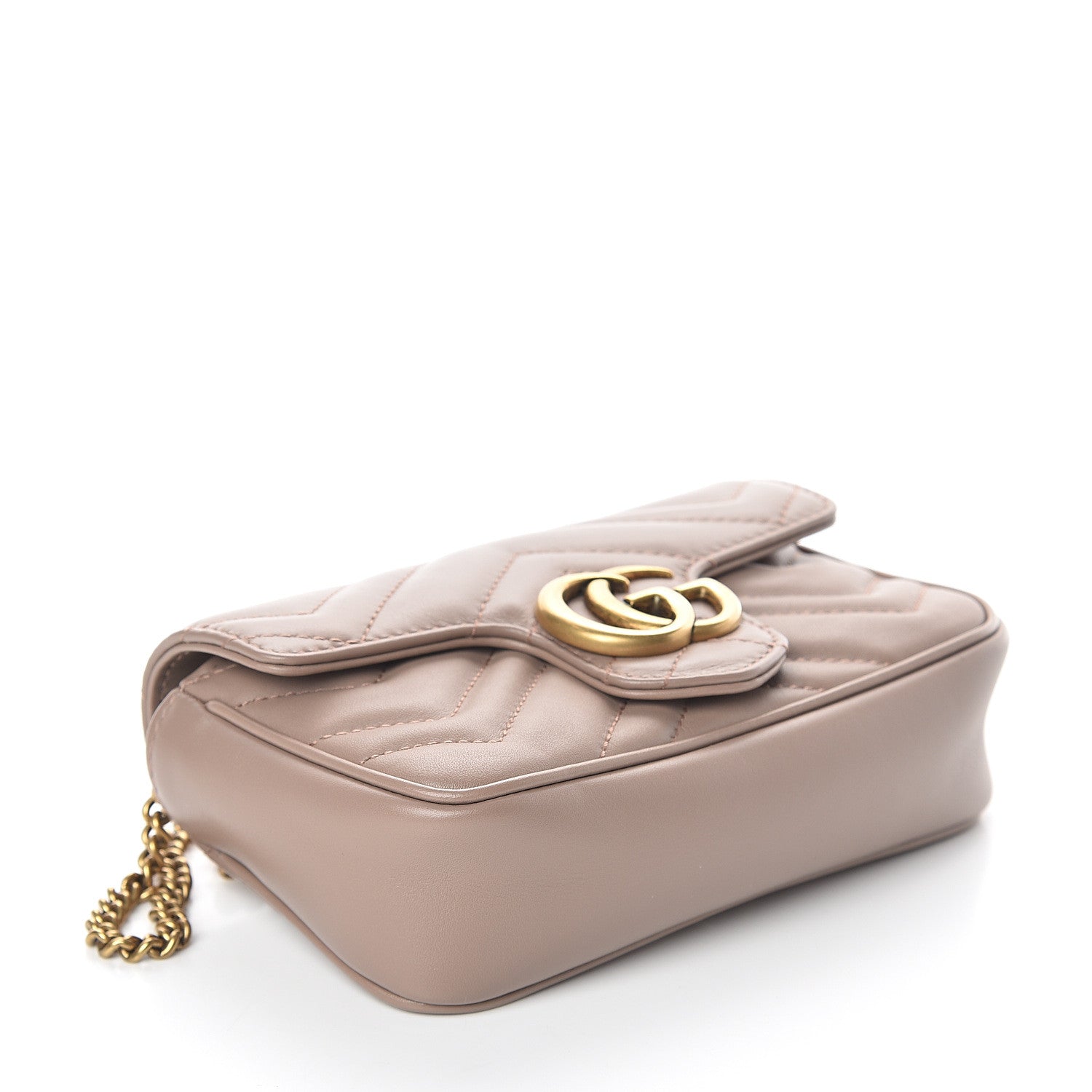 Gucci Calfskin Matelasse Super Mini GG Marmont Shoulder Bag Porcelain Rose 3 of 6