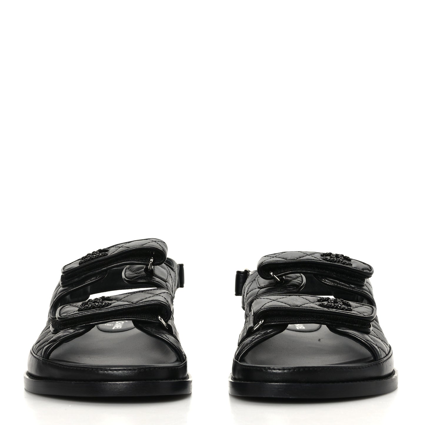 Lambskin Velcro Dad Sandals 42 Black