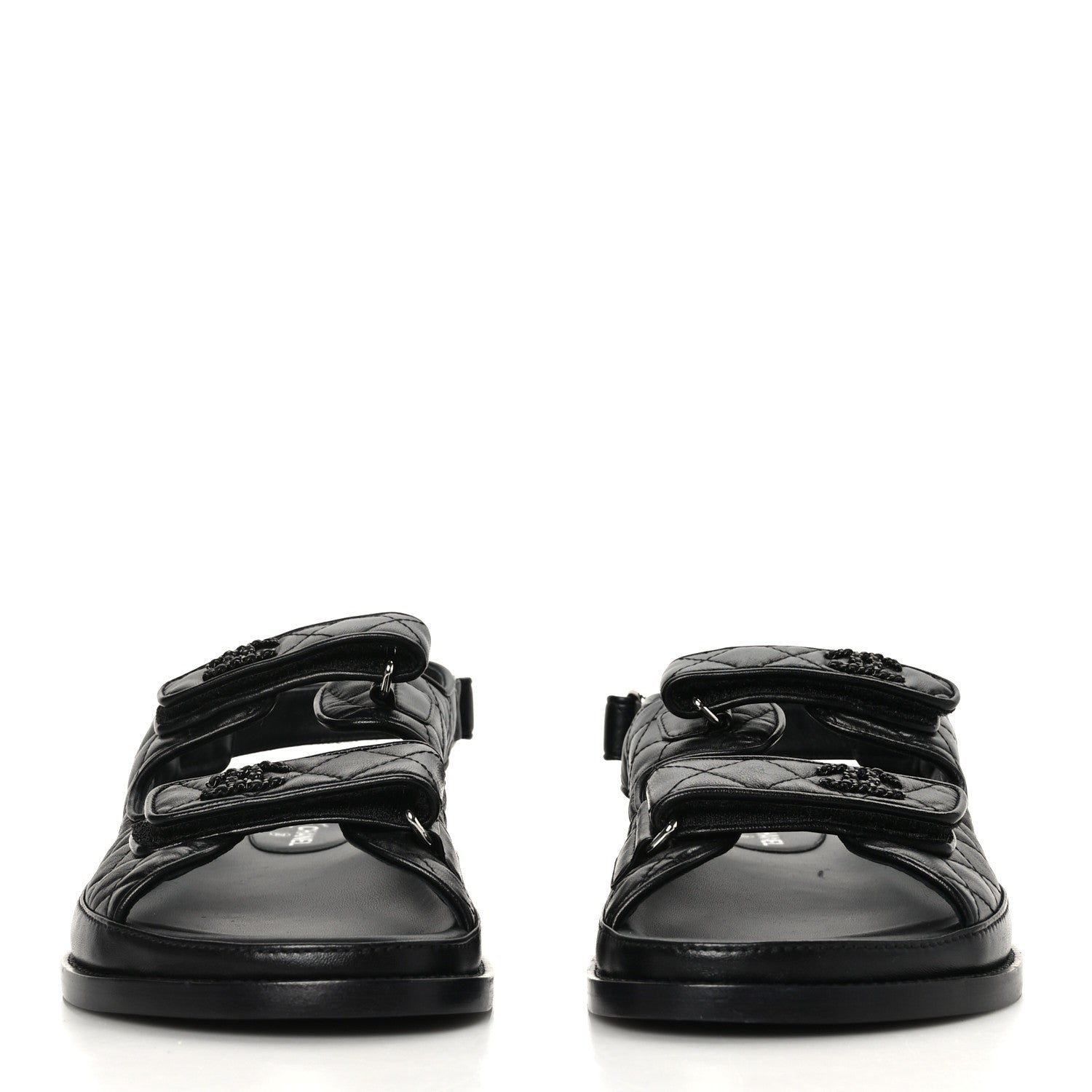 Chanel Lambskin Velcro Dad Sandals 42 Black 2 of 8