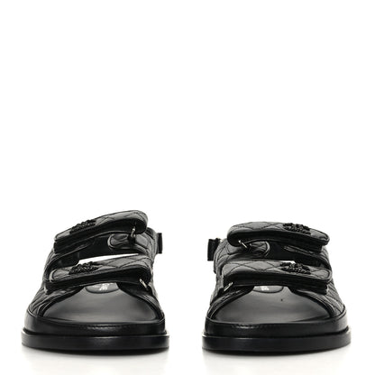 Chanel Lambskin Velcro Dad Sandals 42 Black 2 of 8