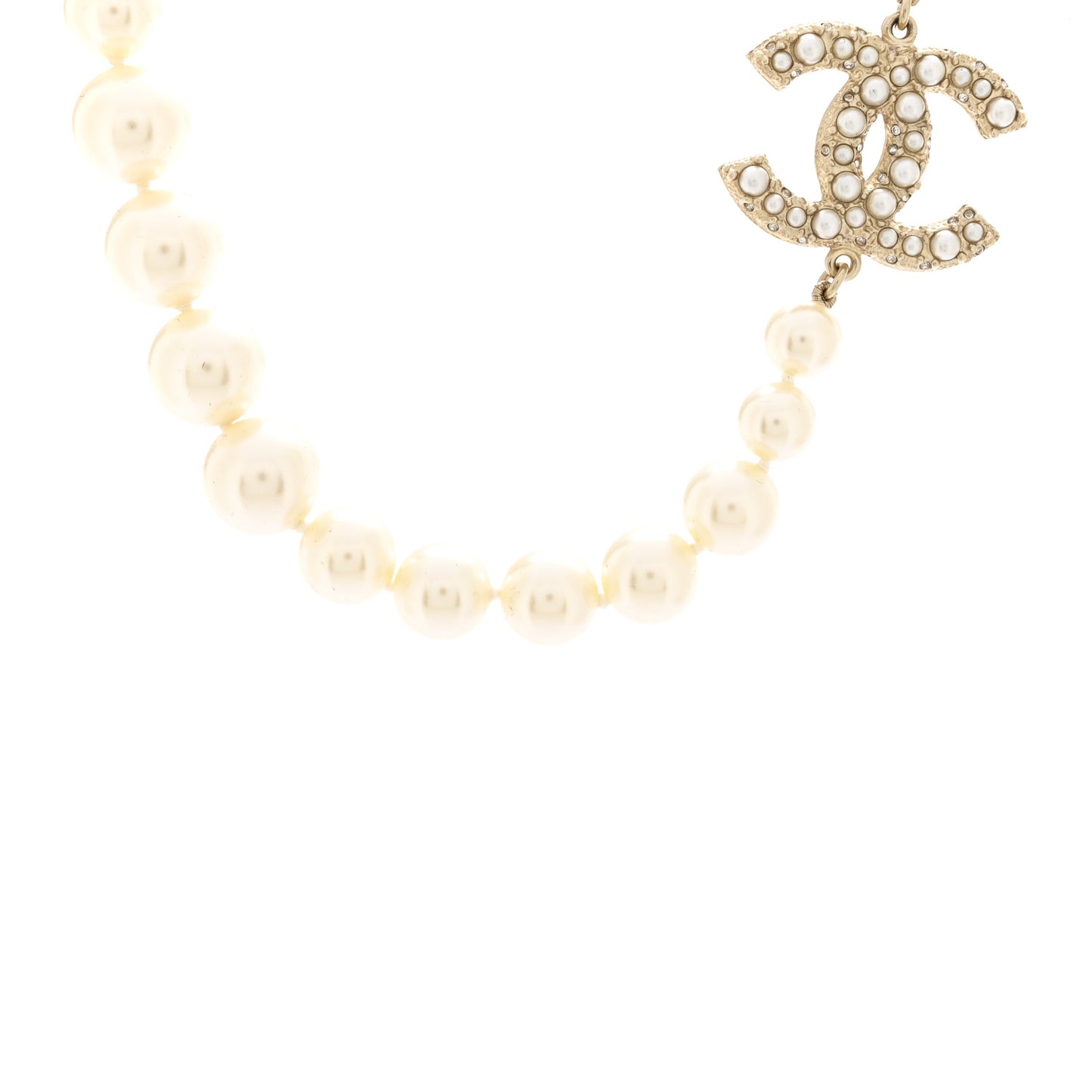 Pearl CC 100th Anniversary Necklace Light Gold