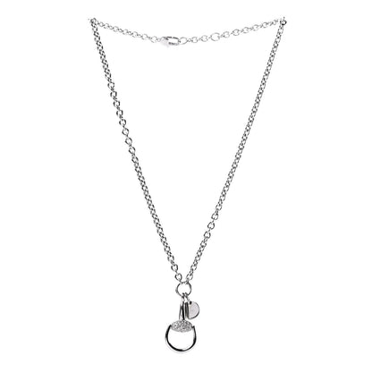Gucci 18K White Gold Diamond Horsebit Pendant Necklace 3 of 7