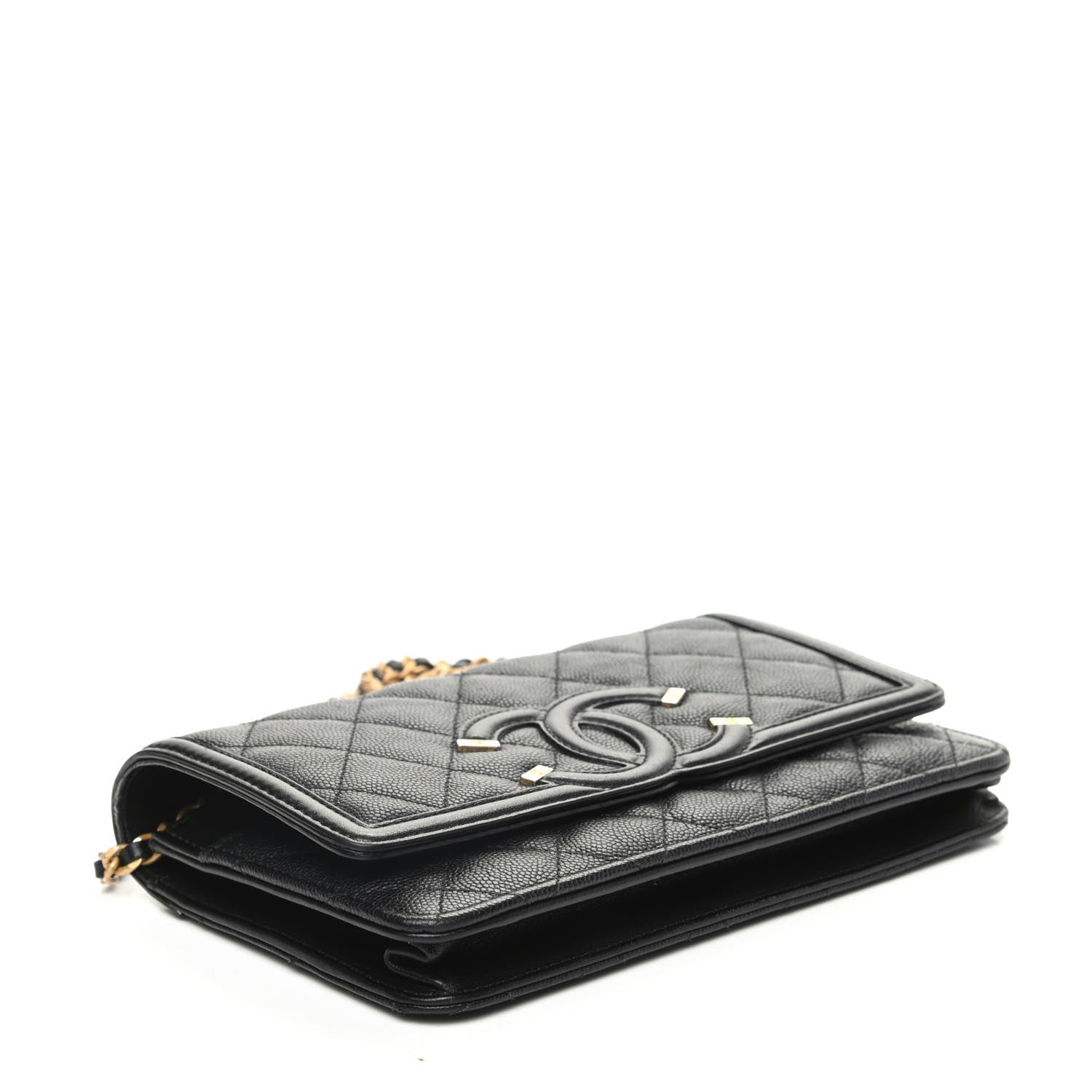 Chanel Caviar Quilted CC Filigree Wallet On Chain WOC Black 4 of 9