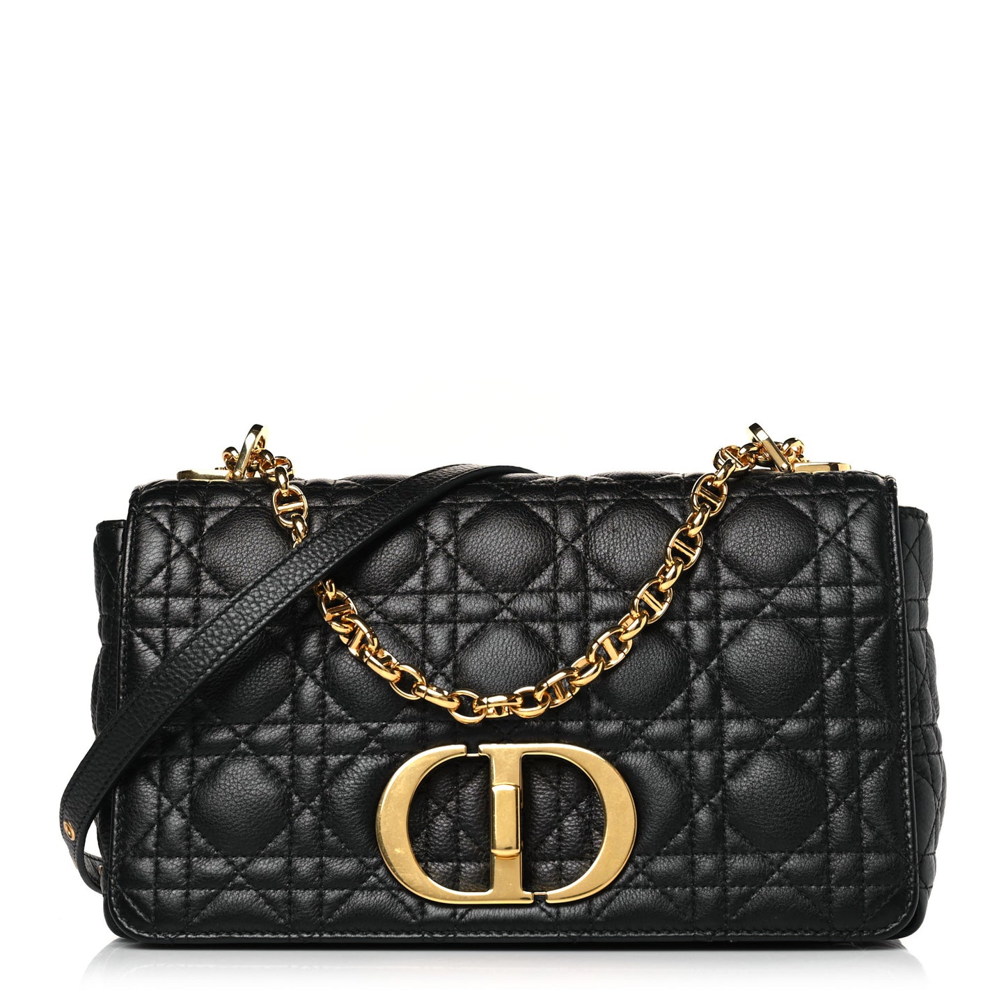Calfskin Cannage Medium Caro Bag Black