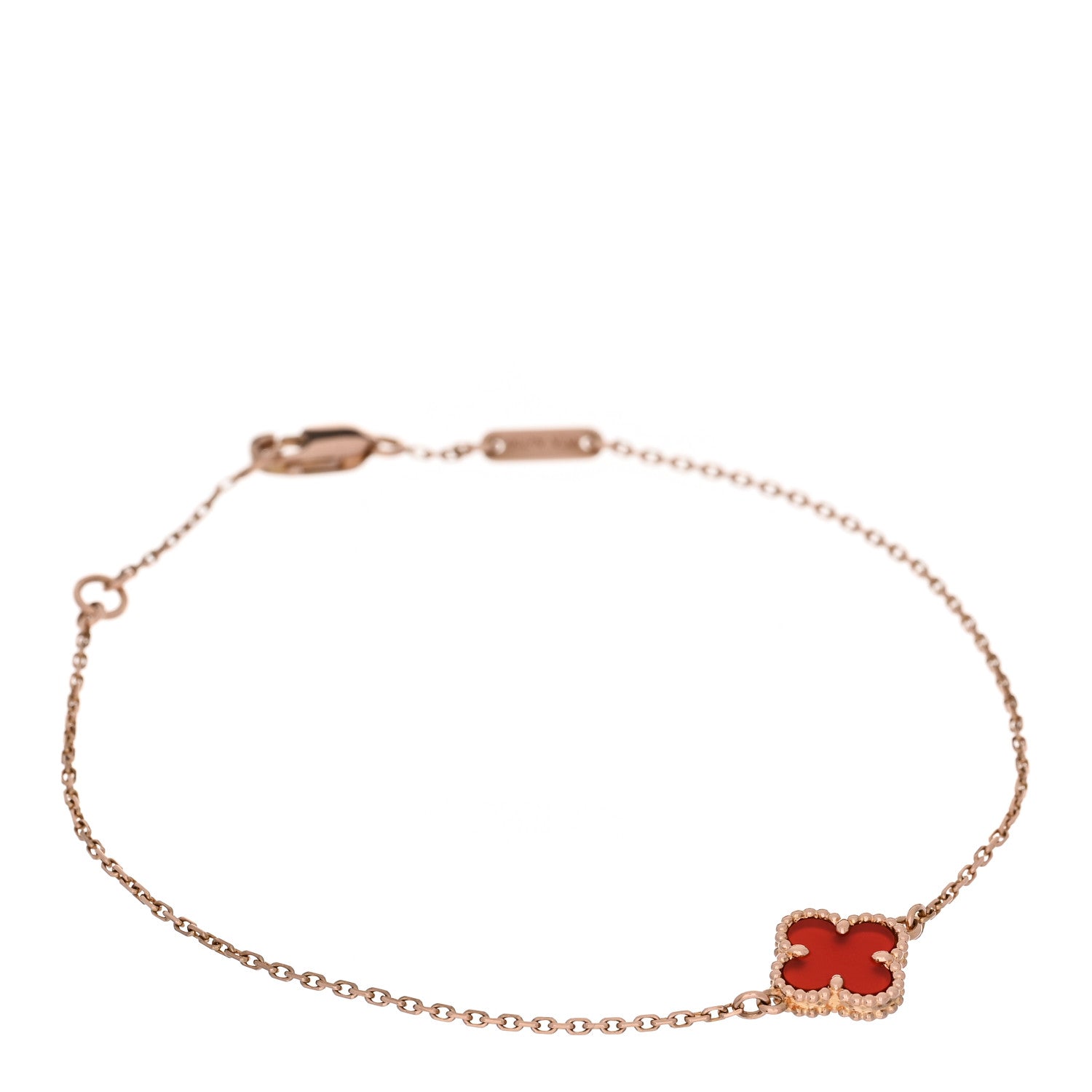 Van Cleef & Arpels 18K Rose Gold Carnelian Sweet Alhambra Bracelet 1 of 5